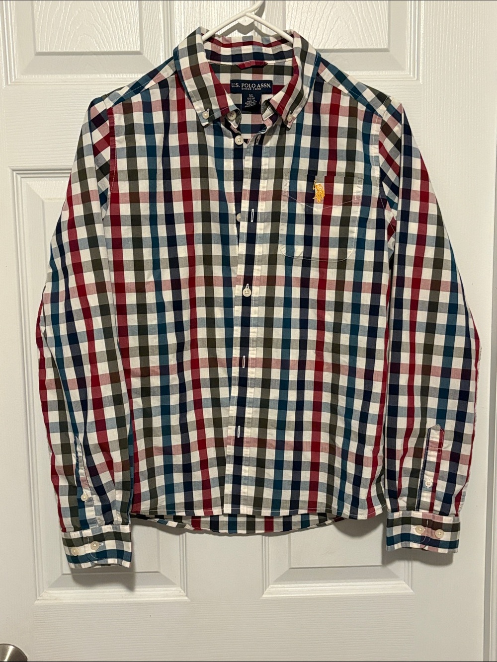 Polo by Ralph Lauren Red Navy Green Check Button-Down Shirt with Yellow Pony